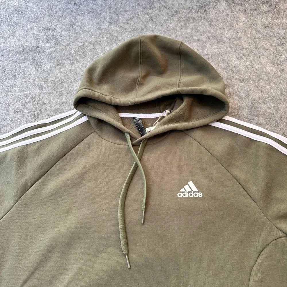 Adidas M 3S FL Hoody Legacy Green Fleece Pullover Sweatshirt H44055 Mens M